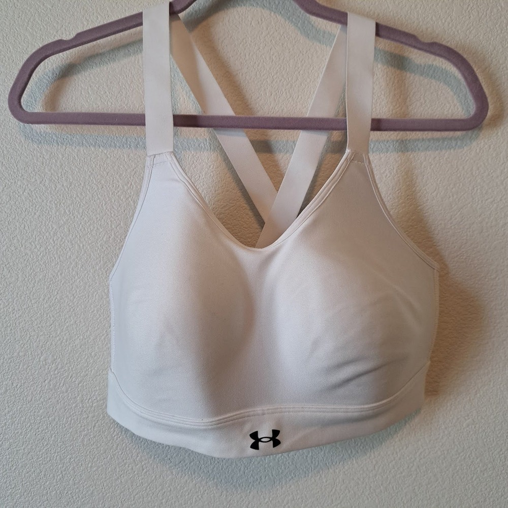 Under Armour White High Impact Crossback Sports Bra Large Adjustable Straps